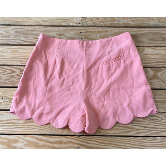 NWT Mittoshop Scallop Hem High Waisted Casual Shorts Size Large Women’s Peach - Picture 2 of 9
